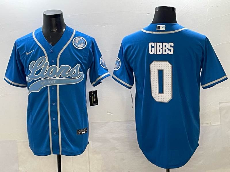 Men Detroit Lions #0 Gibbs blue NFL Nike 2025 jersey 001->detroit lions->NFL Jersey
